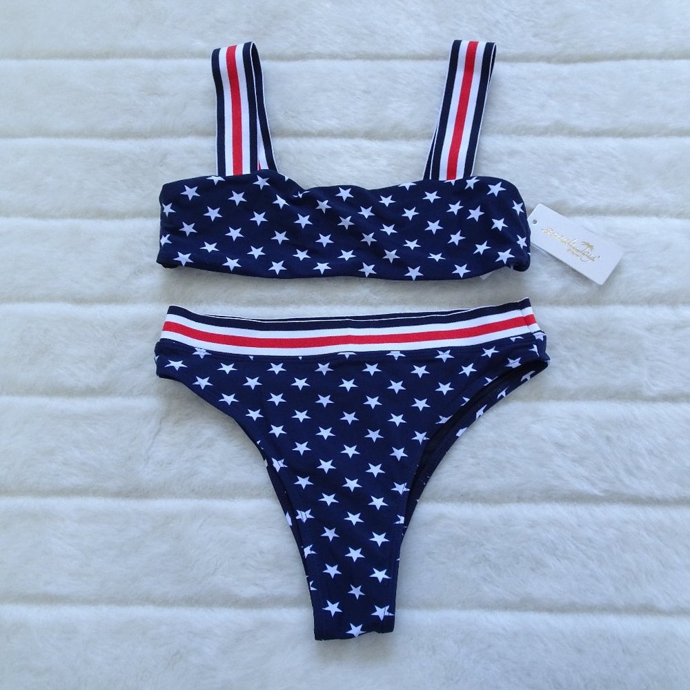 4th of July Navy Star Print Bikini Set